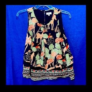 Crown & Ivy Women's Layered Slit Back Top Size Petite PS